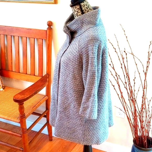 Carroll Reed Woman's Cardigan Sweater 3/4 Sleeve Size:1X Color:Gray - Picture 2 of 10